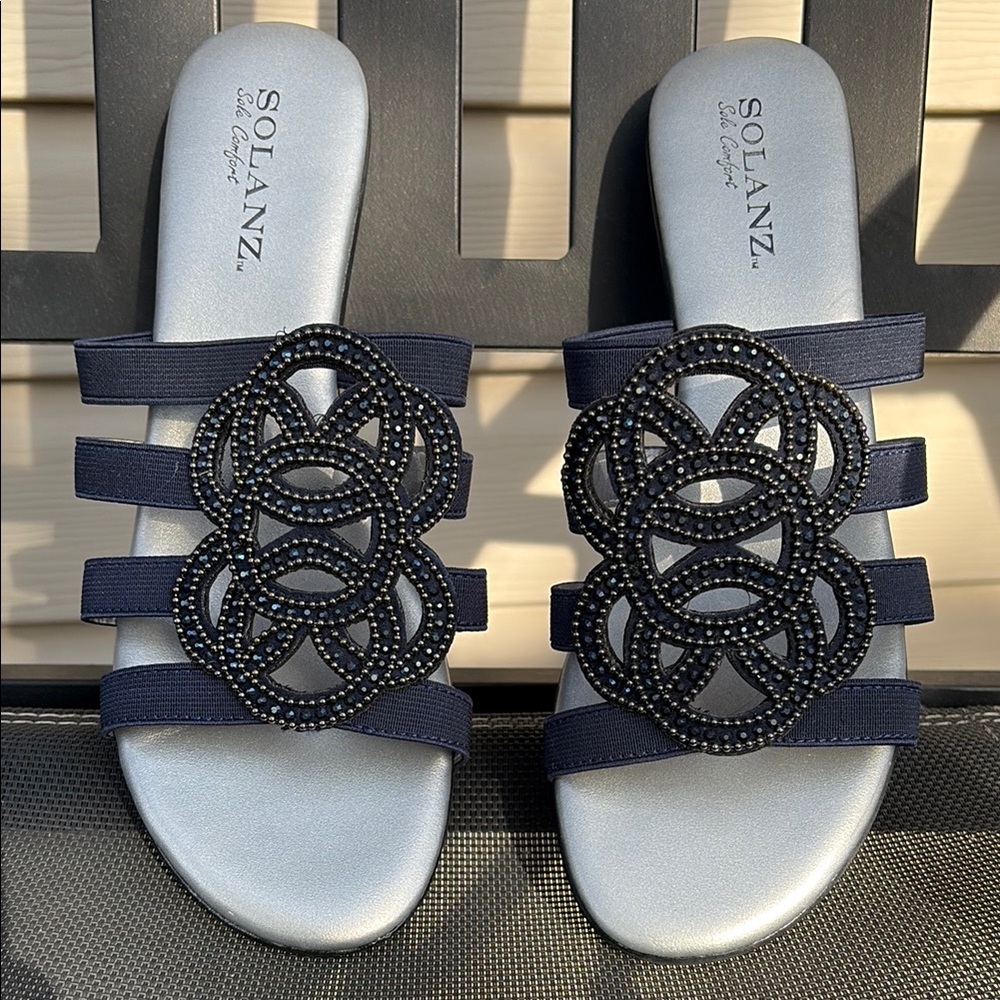 Women's Dark Blue slide sandals